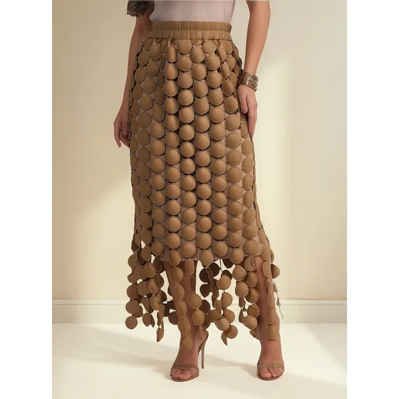 Saia Longa Bola Croche Casual Linda Elegante Com Forro