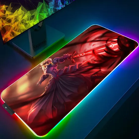 Alfombrilla Mouse Xxl Anime Fate Stay Night Gaming Rgb Big X