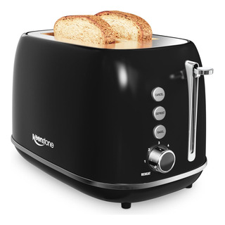 Tostadora Retro De Acero Inoxidable De 2 Rebanadas, Negro Tostadora Retro De Acero Inoxidable De 2 Rebanadas, Negro