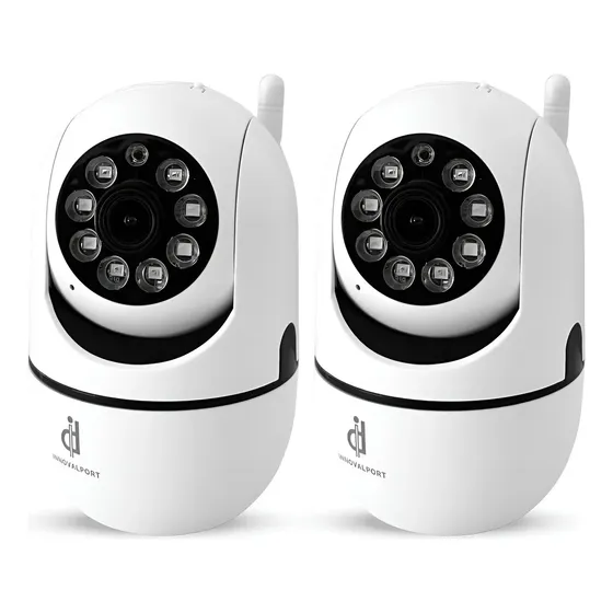 Kit X 2 Camara Seguridad Ip Full Hd Wifi Vision Nocturna 360 Blanco