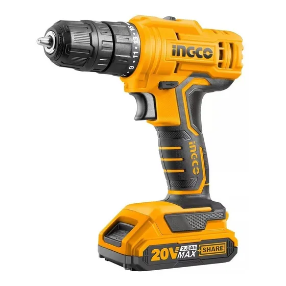 Taladro Atornillador 10mm Con 1 Bateria 20v Litio Ingco P20 Color Amarillo Frecuencia 50 Hz/60 Hz
