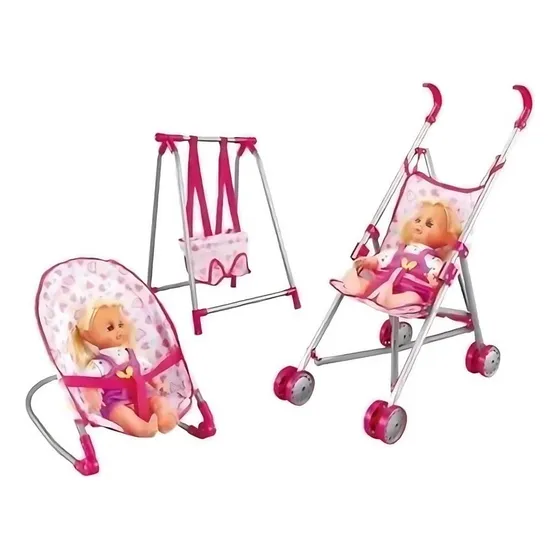 Cochecito Cuna Hamaca Muñeca Bebe Juguete Juego Niñas 3 En 1