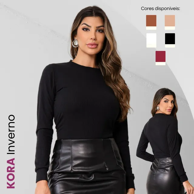 Blusa Manga Longa BĂĄsica Canelado Premium Segunda Pele Blusa Manga Longa BĂĄsica Canelado Premium Segunda Pele