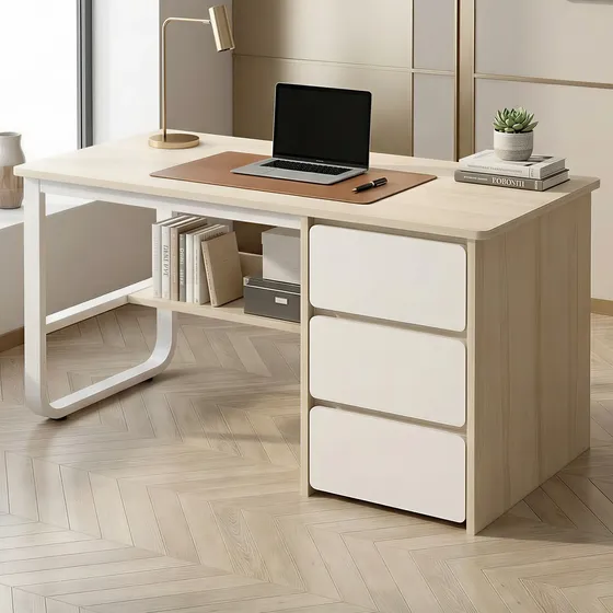 Escritorio Pata Metal Oficina Cajon 100x50x74cm Homer Design