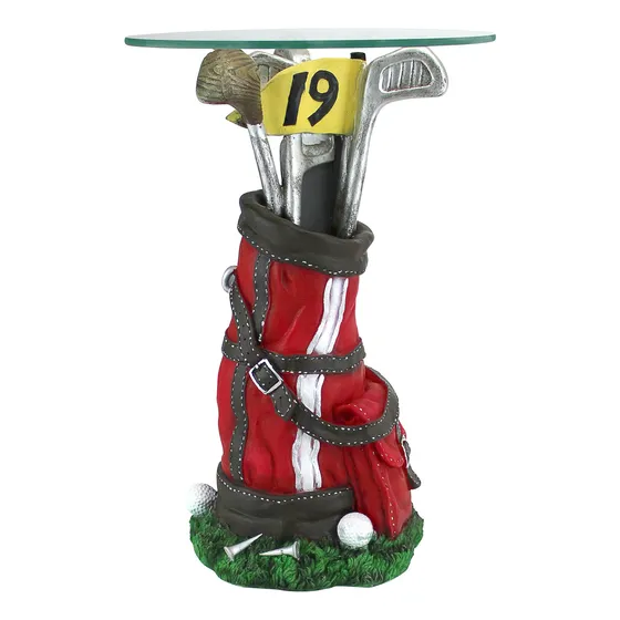Diseño Toscano Par Golf Bolsa Escultural Vidrio Topped Todo