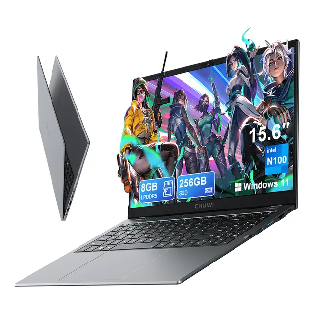 CHUWI Laptop 15.6 Pulgadas, 8GB LPDDR5 RAM 256GB SSD, Intel N100, Computadora portátil con Windows 11, 2K IPS, 1TB SSD Expand, WiFi 6, BT5.2, Tipo C, 5000mAh, RJ-45, HDMI
