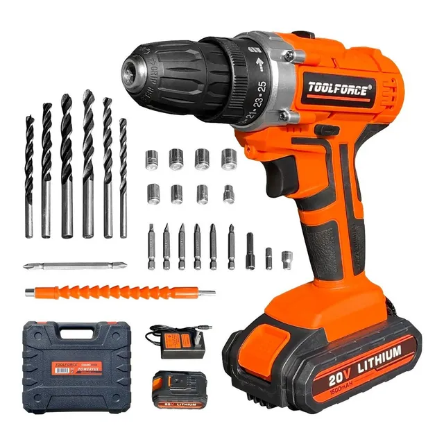 Taladro Atornillador Inalambrico 20v 1 Batería-toolforce Color Naranja Frecuencia 25 Drill Bits CD20
