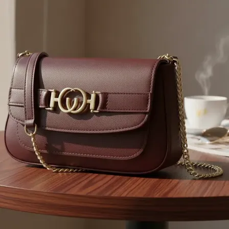 Bolsa Feminina Baguete De Ombro Com Alça De Corrente Dourado
