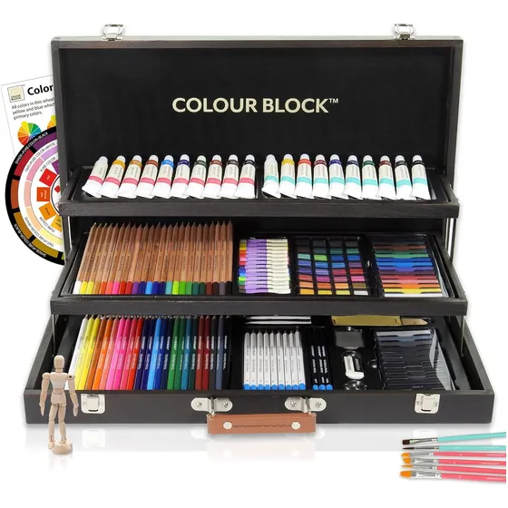 Maleta Arte Caja Artística Técnicas Mixtas De 181 Piezas
