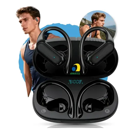Fone De fone Bluetooth 5.3 Tws Sem Fio Esportivo Compatível Com iPhone Samsung Xiaomi Motorola Celular Android Ios Academia Com Gancho