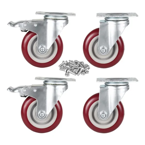 Giratoria Placa Superior Resistente Poliuretano Color Rojo