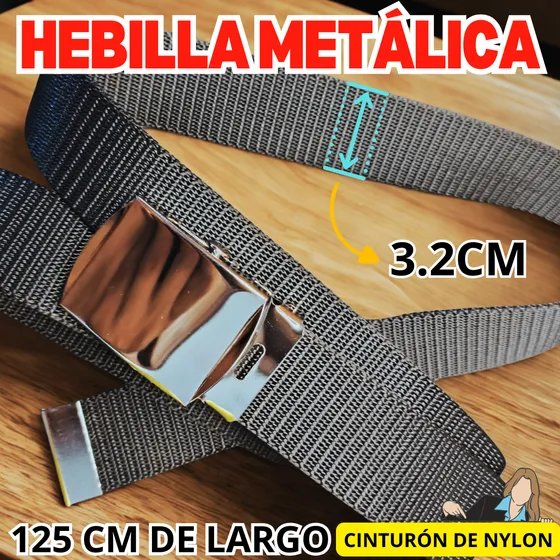Correa Cinturon Tactica Cadete Hebilla Metal Nylon Negro