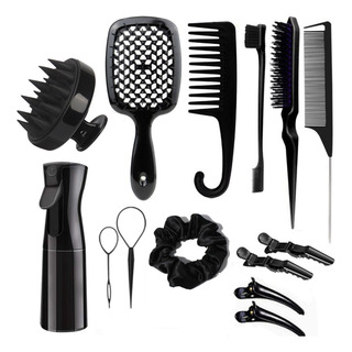 14pzs Cepillo De Pelo Peine Y Botella Spray Para Peluquería 14pzs Cepillo De Pelo Peine Y Botella Spray Para Peluquería