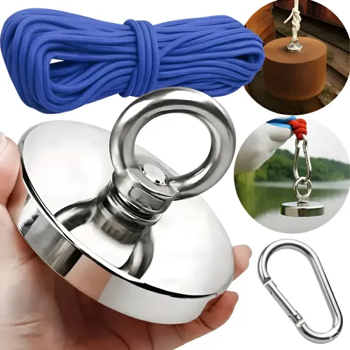 Imã De Neodímio 42mm Pesca Magnetica Até 60 Kg Tmag60 Corda