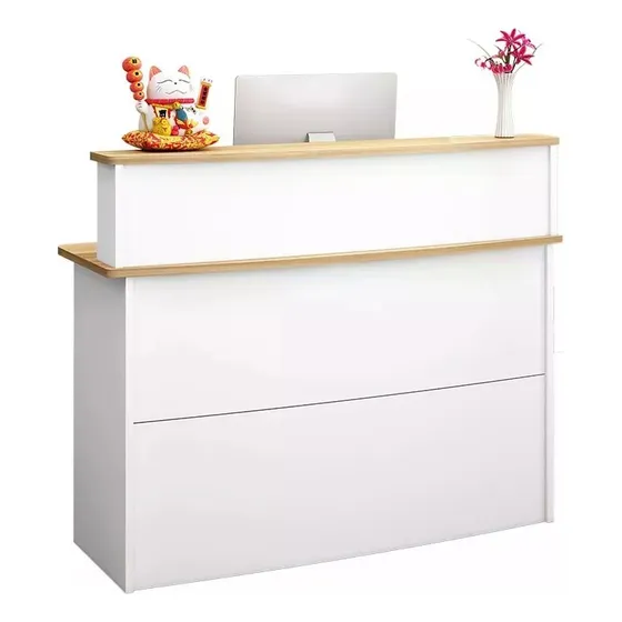 Mostrador De Recepción 120 Cm Mostrador De Recepción Blanco-madera