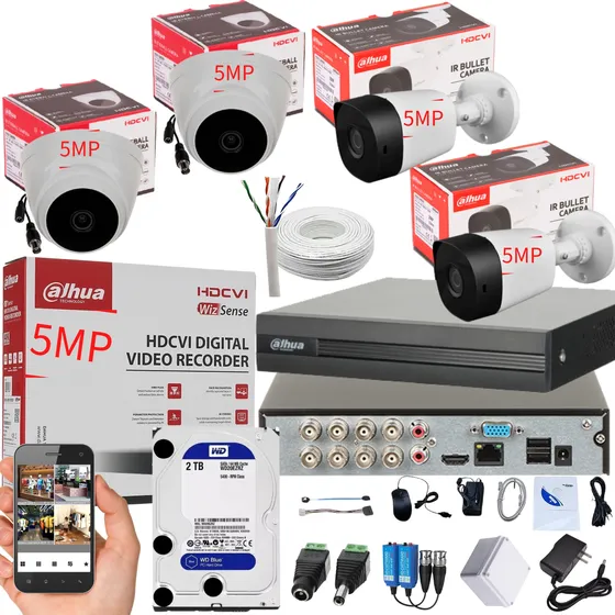 Camaras Seguridad 5mpx Dahua Dvr 8 Ch + 4 Cámaras + Disco 2t