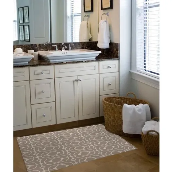 Elegante Alfombra Baño Marron 36  Ancho X 60  Largo Al Agua