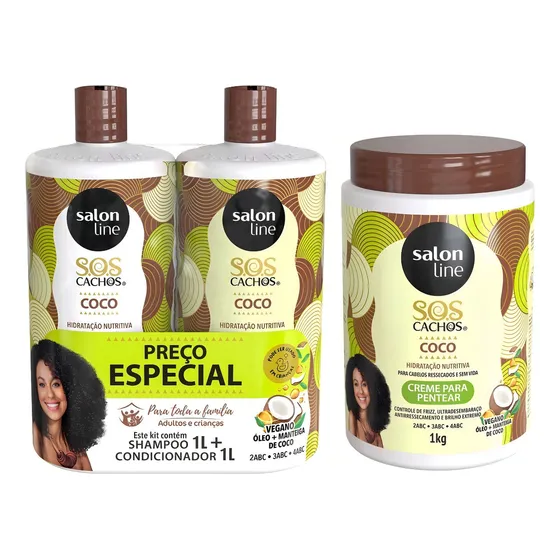 Shampoo Condicionador E Creme De Pentear Coco Trat. Profundo
