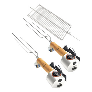 Kit Com 2 Espeto Giratorio Grill + Grelha Kit Com 2 Espeto Giratorio Grill + Grelha