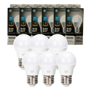 Pack 6 Uds Foco Aigostar Led G45 E27 Luz Frio 10w 6500k Pack 6 Uds Foco Aigostar Led G45 E27 Luz Frio 10w 6500k