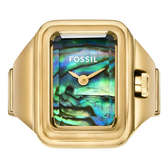 Reloj Dama Fossil Es5411 De Acero Inoxidable Dorado Fondo Negro Nacarado