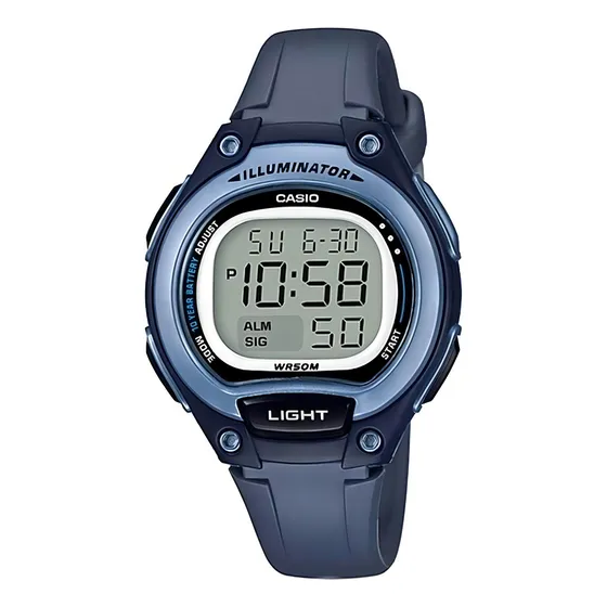 Relógio Casio Masculino Lw-203-2avdf Infantil Digital Azul Correia Prata Bisel Prata