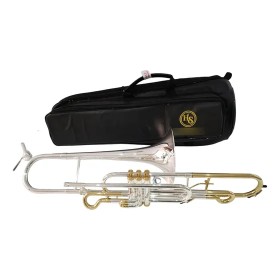 Trombone Curto Hs Musical S761 Sib Prata C/ Laqueado - Novo