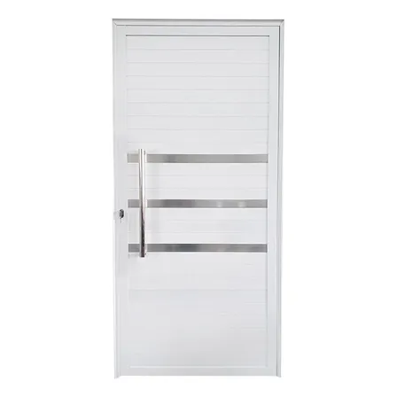 Porta Lambril De Alumínio Esquerda 210 X 80cm Com Friso Branco