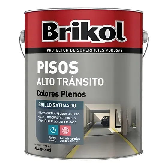 Brikol Pisos Alto Tránsito Con Microperlas Antideslizante - 4lts - Color Gris