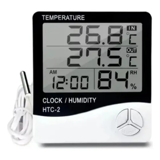 Termohigrómetro Digital Htc-2 Higrometro Termometro Reloj
