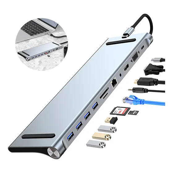 Extensões De Adaptador Hub 11 Em 1 Usb Extensor Notebook