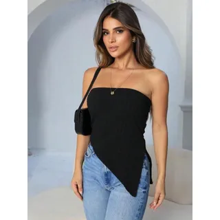 Blusa Feminina Tomara Que Caia Corte Assimétrico Estilosa Blusa Feminina Tomara Que Caia Corte Assimétrico Estilosa