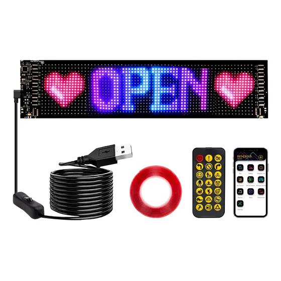Programable Pantalla Flexible Led  Letrero Lumino 9x37cm Usb