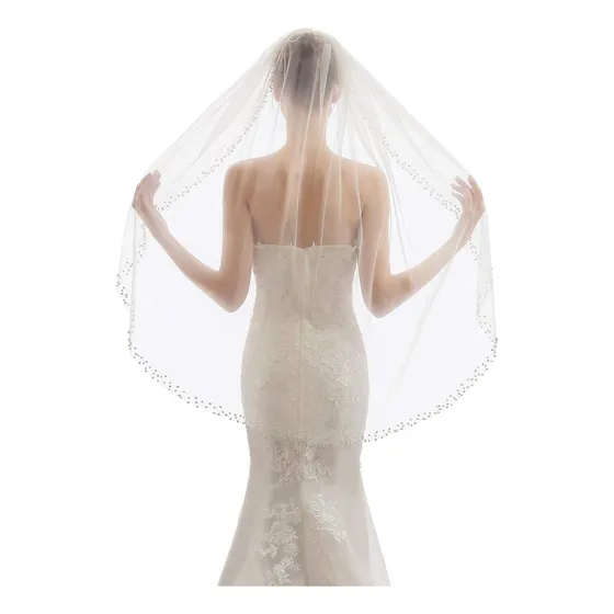 1 Nivel Para Mujer, Velo De Novia De Boda Con Peine