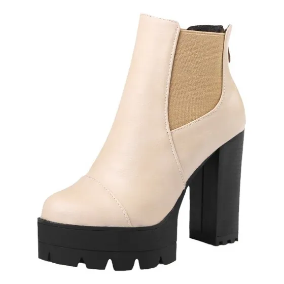 Bota Mujer Botines De Plataforma Con Tacón Alto Y Grueso