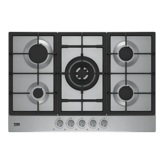 Anafe con alimentación a gas - Beko Hiaw 75225 Sx color acero inoxidable - 5 hornallas