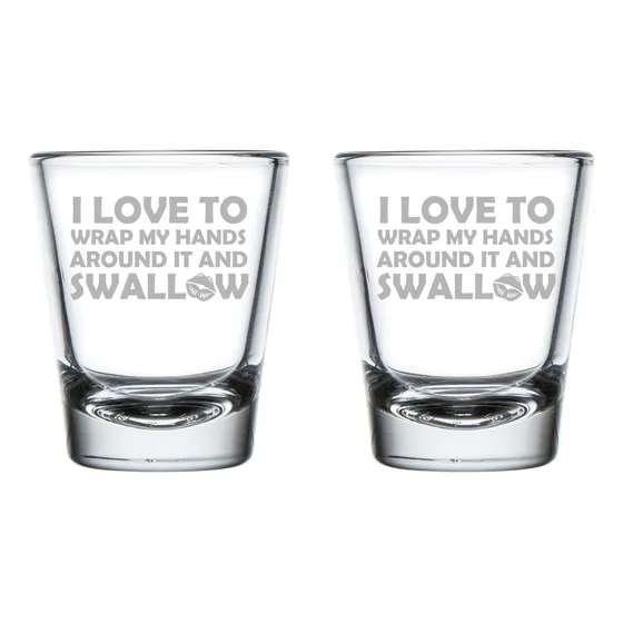 Mip Brand Juego 2 Vaso Chupito 1.75 Onza Texto Ingl  I Love