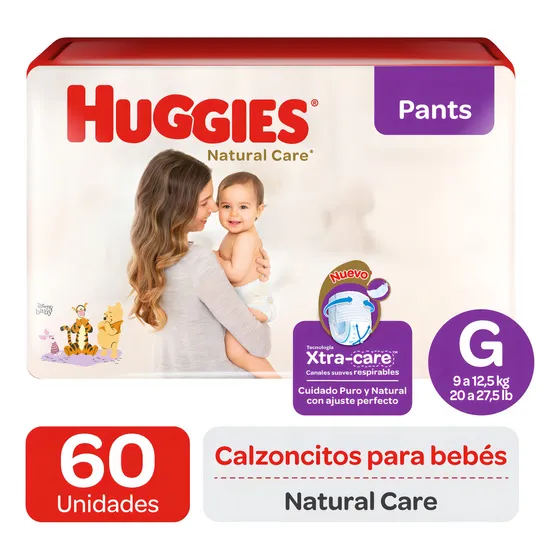 Pañales Huggies Natural Care sin género GPañales Huggies Natural Care sin género G en pack de 60 x 60 unidades