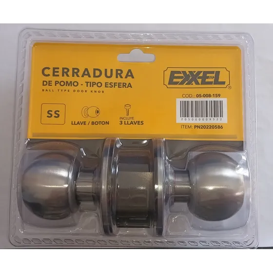 Cerradura De Pomo Plateada Llave/botón Exxel