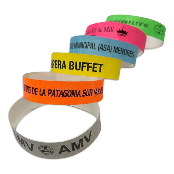 Pulseras Identificación Y Seguridad Tyvek Impresas 50 U