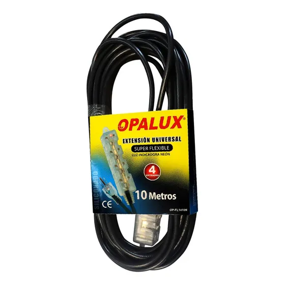 Extensión Universal Siliconada 10m Op-fl1410n Opalux Color Negro