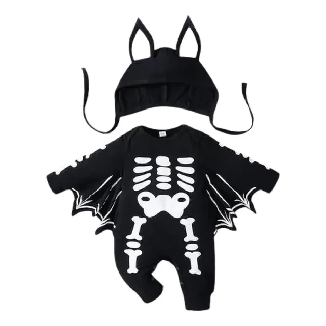 Enterizo Halloween Modelo Murciélago Bebe Niños Esqueleto