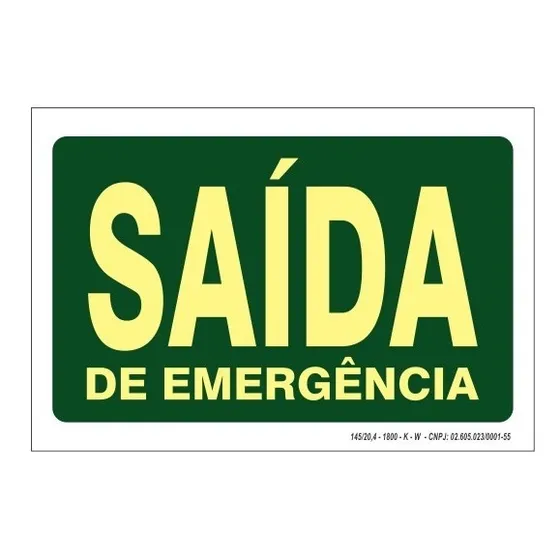 Placa De Sinalização Fotoluminescente S12-a Saída Emergência