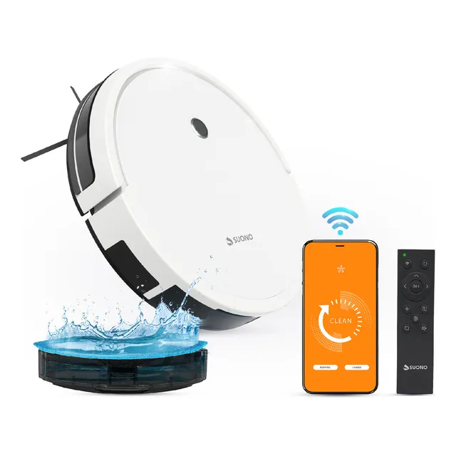 Aspiradora Robot Automática Suono Con App Alerta De Voz Color Blanco
