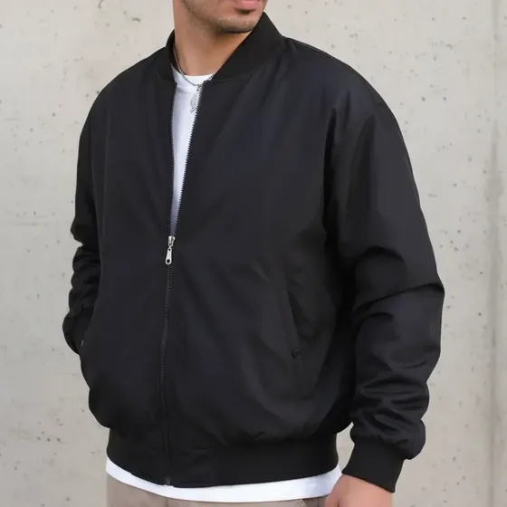 Campera Bomber Lisa Impermeable Para Hombre