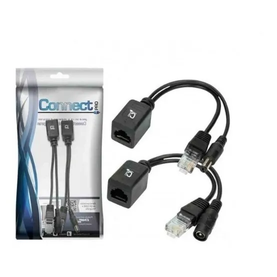Cabo Adaptador Injetor Poe Rj45 Macho E Fêmea - Par Nf-e