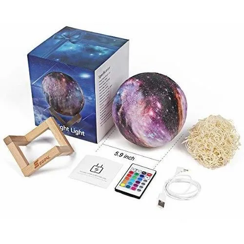 Nocturna Para Niño Lampara Diseño Luna Galaxia 3d 16 Color