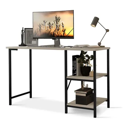 Mesa Escrivaninha Office Estudo Estilo Industrial Klm Store. Cor Preto - Off White