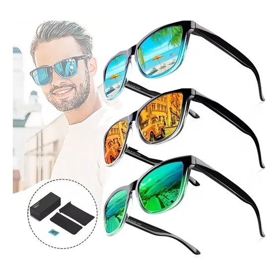 Lentes De Sol Hombre Dama Gafas Oscuros Polarizadas Retro 