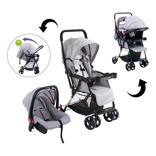 Carrinho De Bebê Com Bebê Conforto 2 Em 1 Youturn Maxi Baby - Cinza Carrinho De Bebê Com Bebê Conforto 2 Em 1 Youturn Maxi Baby - Cinza